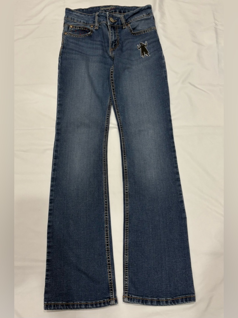 Wranglers Women W26 Bootcut Custom Rhinestone Pocket Stretch Western Jeans Y2K